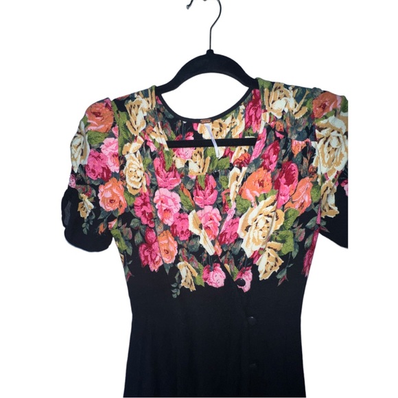 Free People Maxi Dress Size X Small Black Floral - Picture 11 of 15